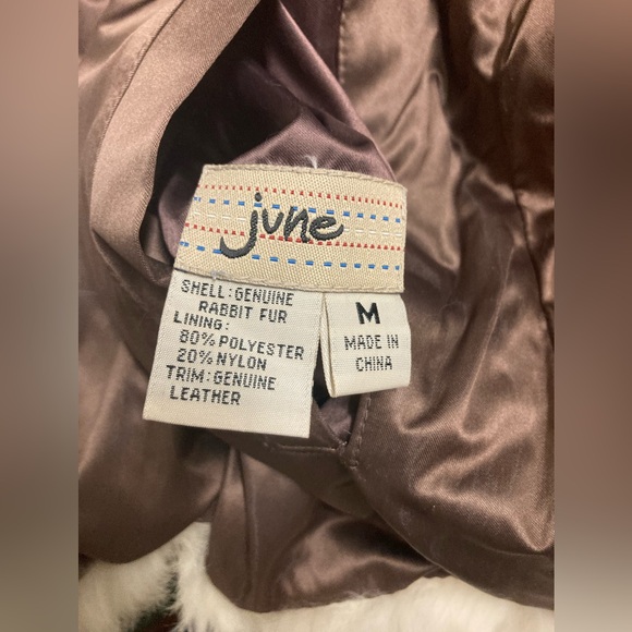 Genuine Rabbit Fur Moto Style Jacket With Leather Trim Small - Picture 11 of 11